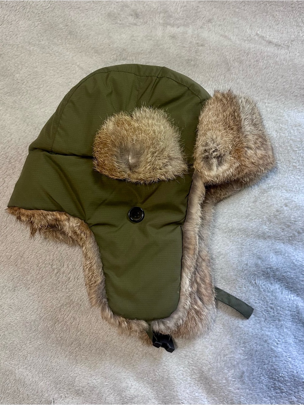 Men’s Olive Green Rabbit Fur Trapper Hat - Cabellas